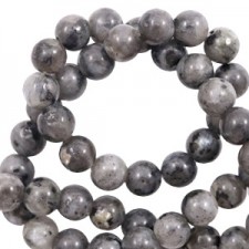 Natural stone beads round 6mm Dark anthracite